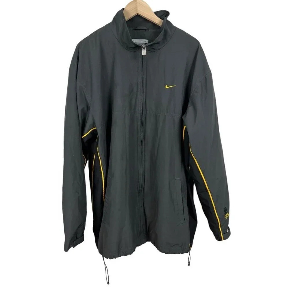 Vintage Y2K Nike Windbreaker Jacket 72 Series Size 2XL Charcoal Black Yellow Men